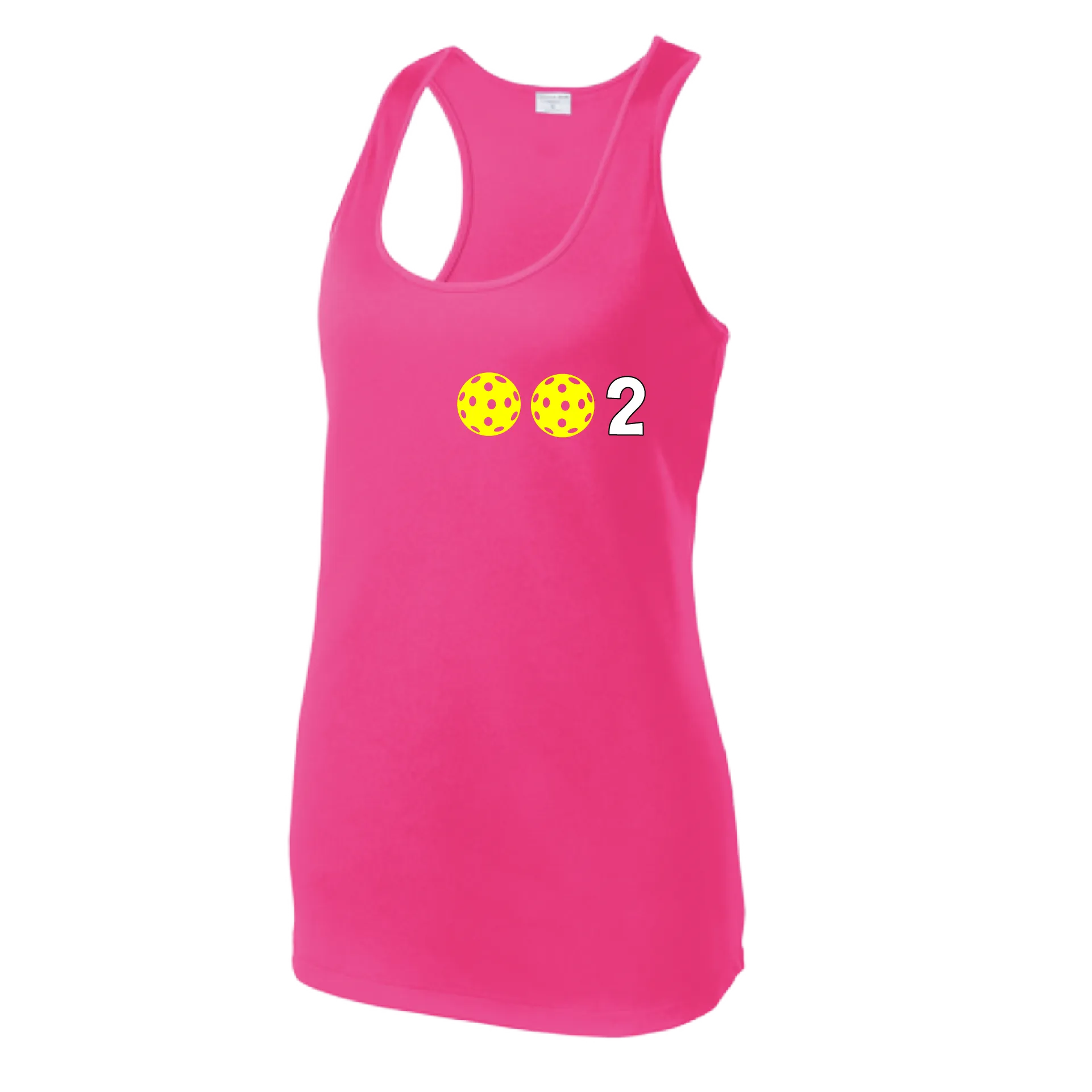 002 With Pickleballs (Colors Yellow Pink White) Customizable | Women’s Racerback Tank | 100% Polyester