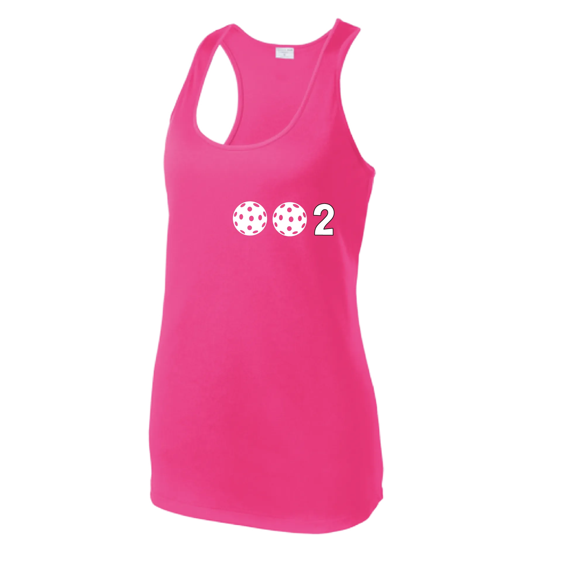 002 With Pickleballs (Colors Yellow Pink White) Customizable | Women’s Racerback Tank | 100% Polyester