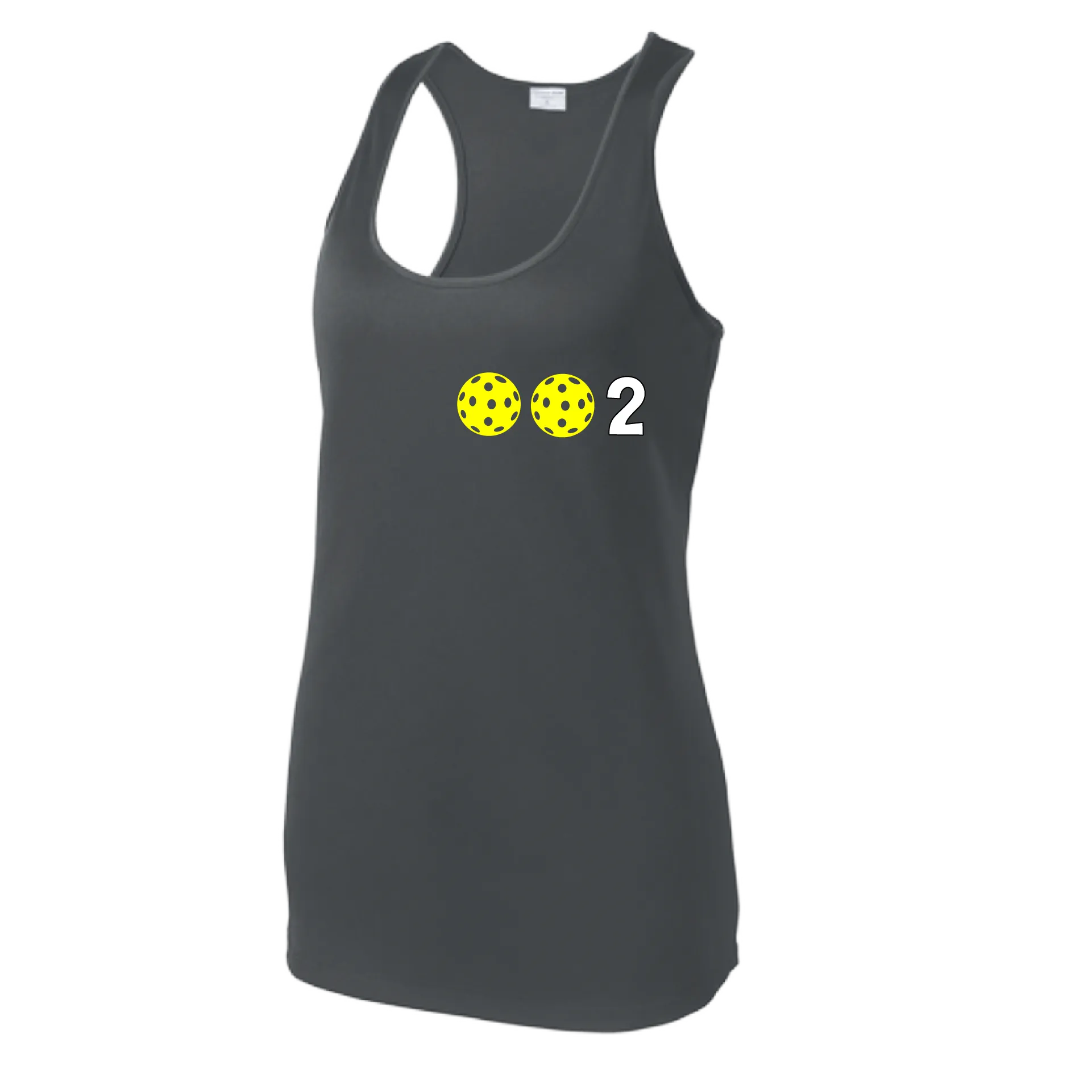 002 With Pickleballs (Colors Yellow Pink White) Customizable | Women’s Racerback Tank | 100% Polyester