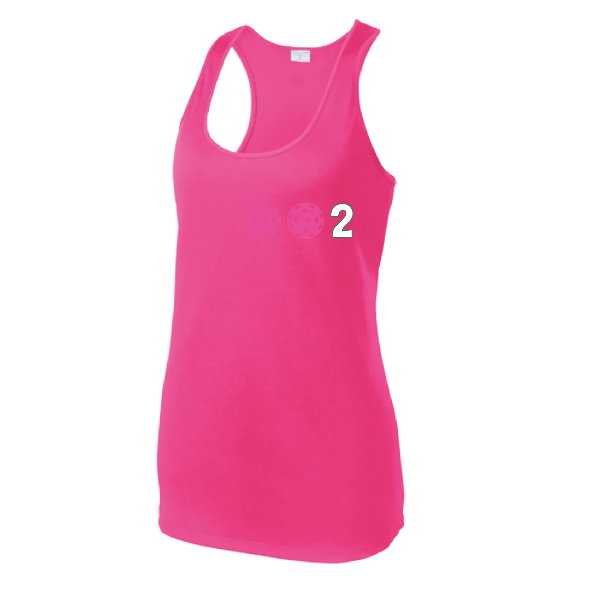 002 With Pickleballs (Colors Yellow Pink White) Customizable | Women’s Racerback Tank | 100% Polyester