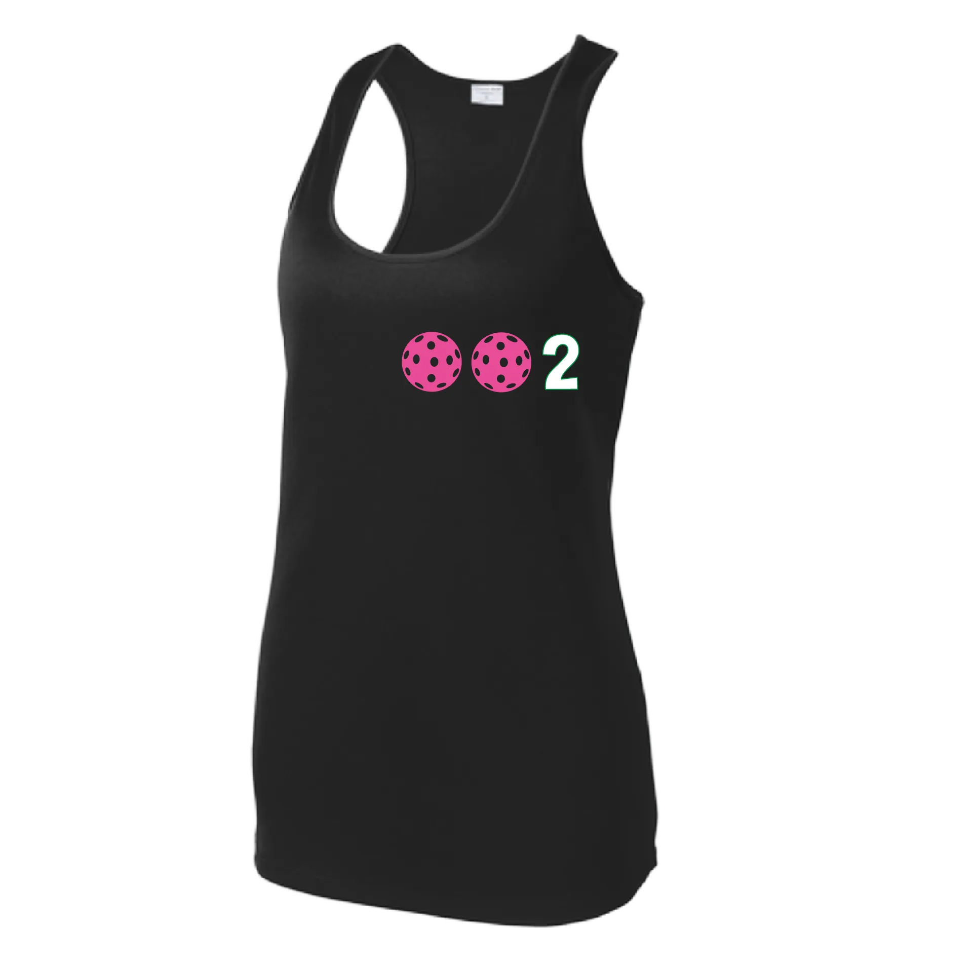 002 With Pickleballs (Colors Yellow Pink White) Customizable | Women’s Racerback Tank | 100% Polyester