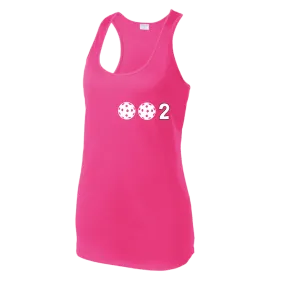 002 With Pickleballs (Colors Yellow Pink White) Customizable | Women’s Racerback Tank | 100% Polyester