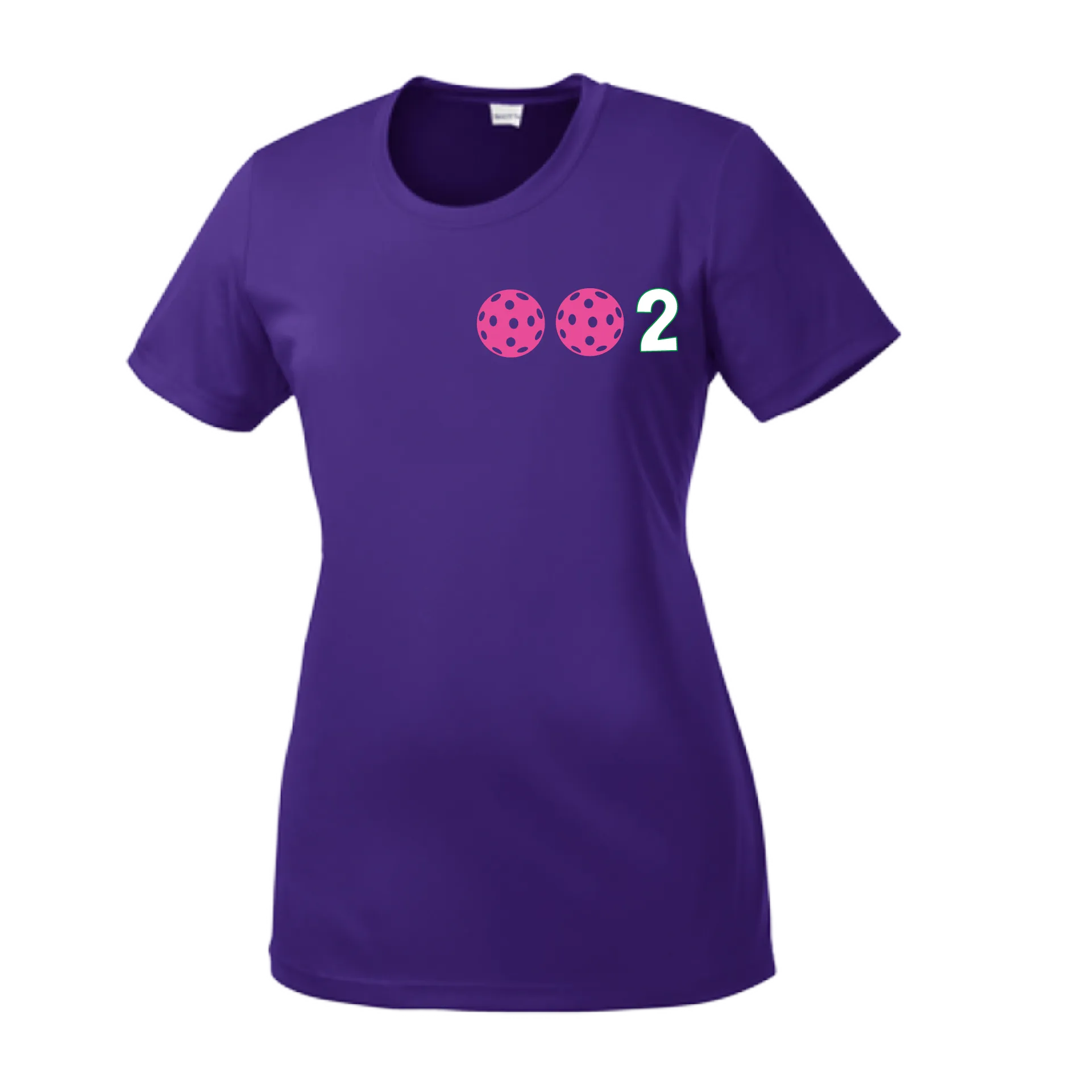 002 With Pickleballs (Yellow Pink White) Customizable | Women’s Short Sleeve Crewneck Athletic Shirts | 100% Polyester