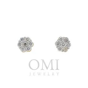 10K GOLD ROUND DIAMOND CLUSTER EARRINGS 0.90 CTW