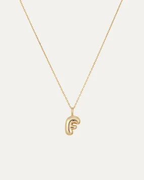 14K Gold Bubble Letter Necklace - F