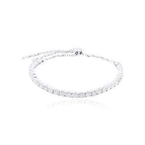 14K WHITE GOLD SLIDE ADJUSTABLE DIAMOND TENNIS BRACELET 5.01CTW