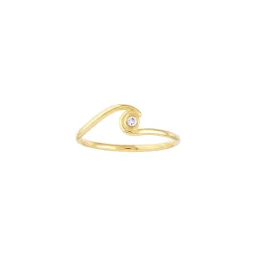 14K Yellow Gold Diamond Wave Ring