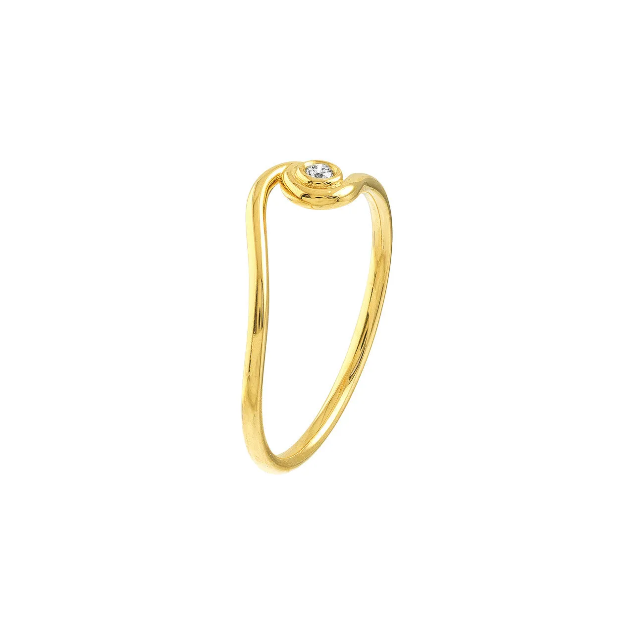 14K Yellow Gold Diamond Wave Ring