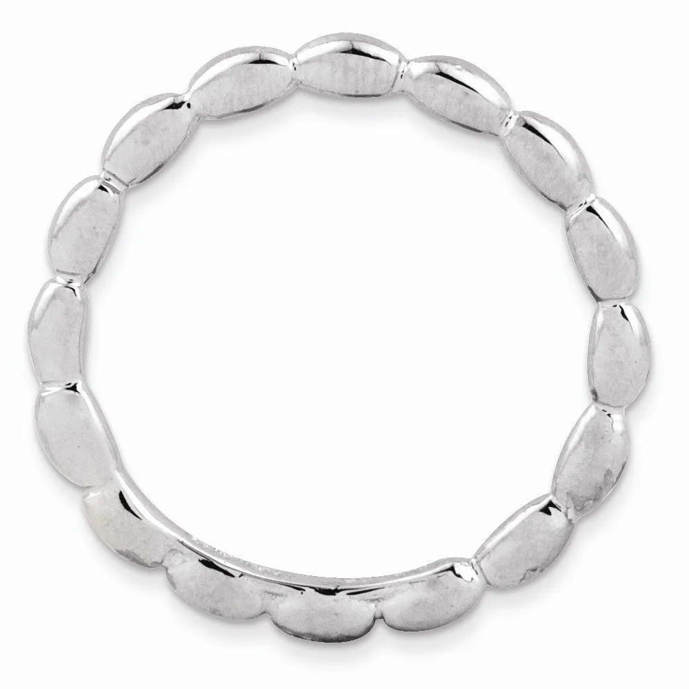 1.5mm Rhodium Plated Sterling Silver Stackable Rice Bead Band