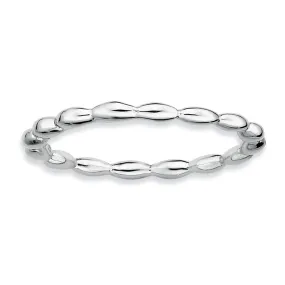 1.5mm Rhodium Plated Sterling Silver Stackable Rice Bead Band