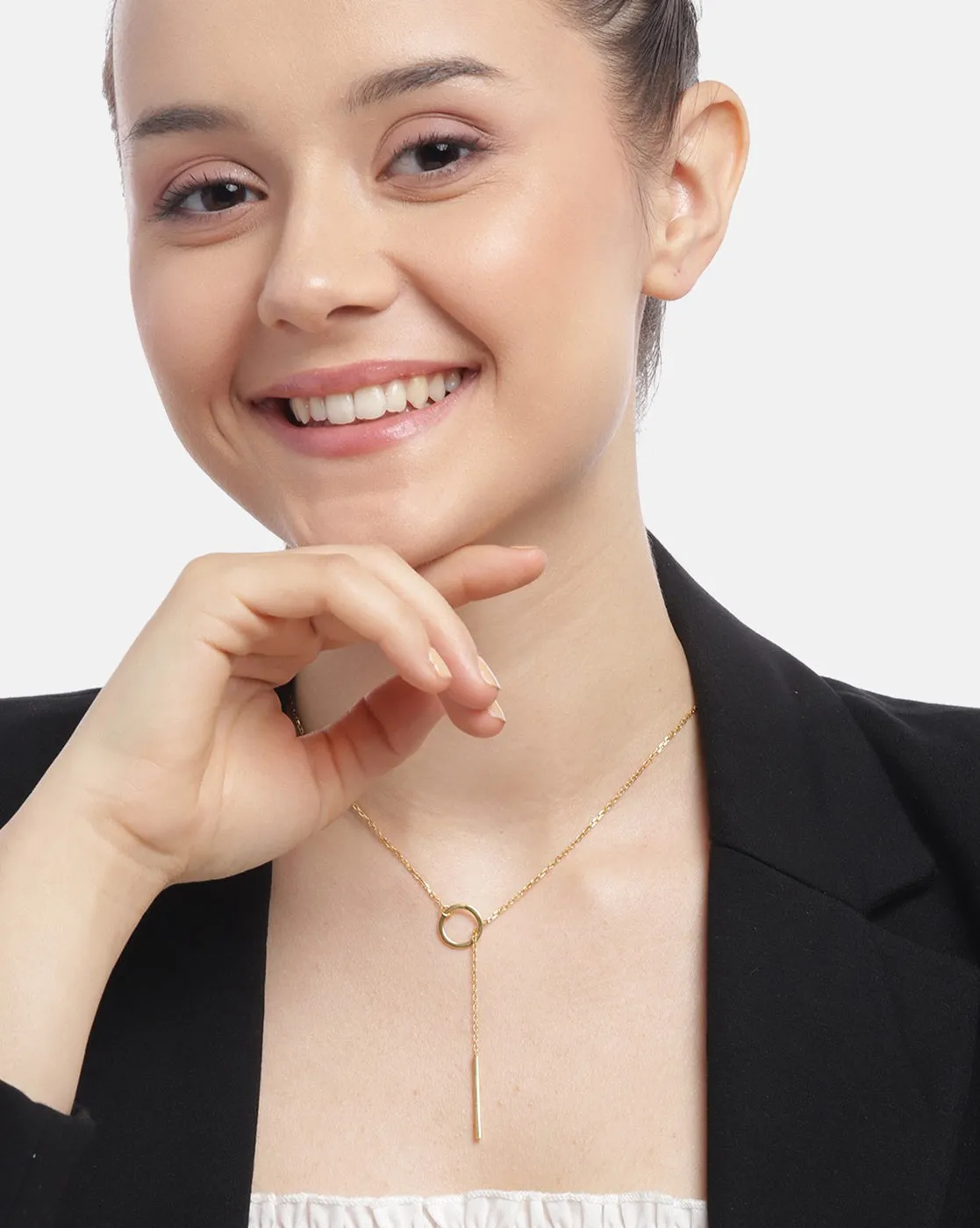 18kt Gold Plated Dangling Bar Lariat Necklace for women