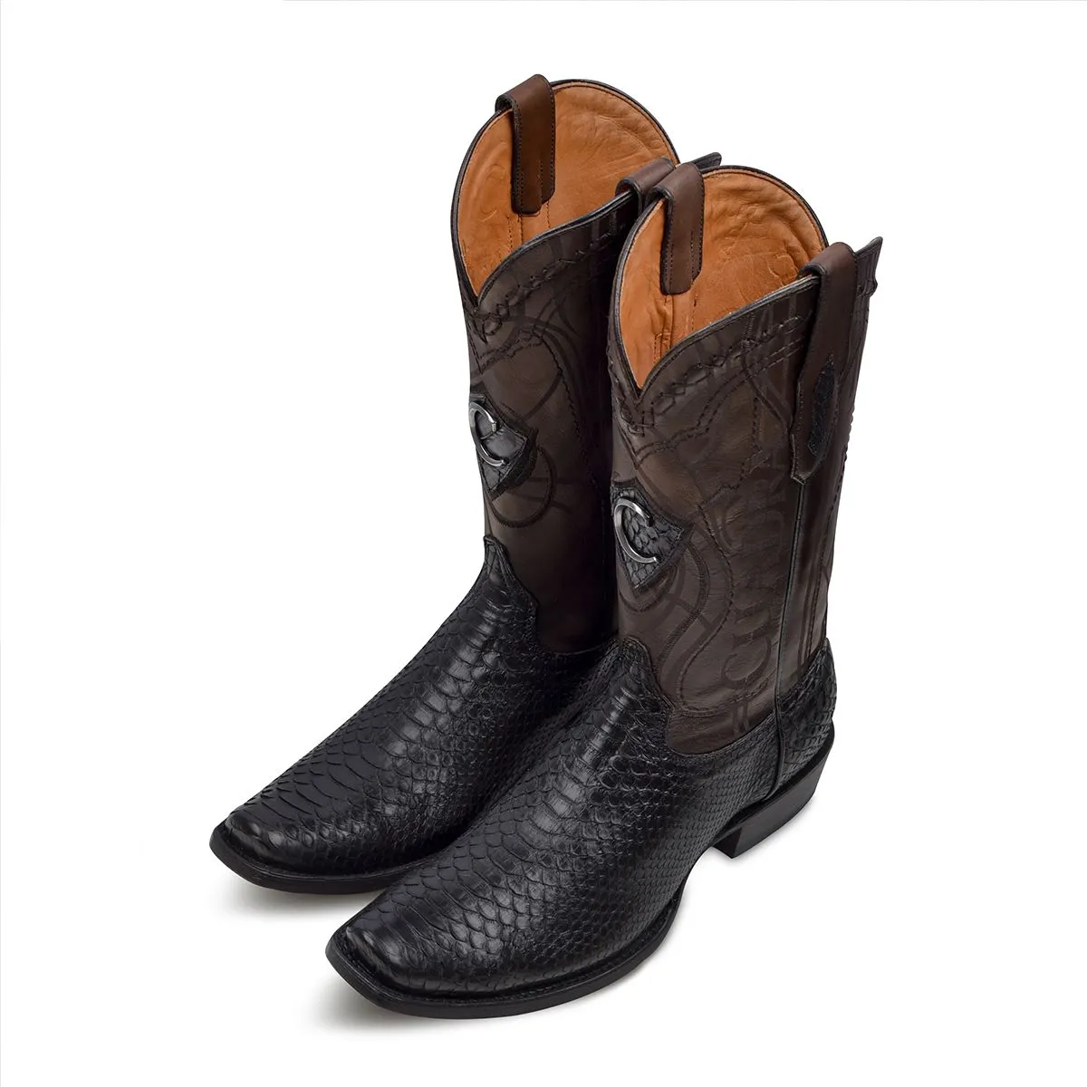 1J1NPH - Cuadra black western cowboy boots python skin boots men