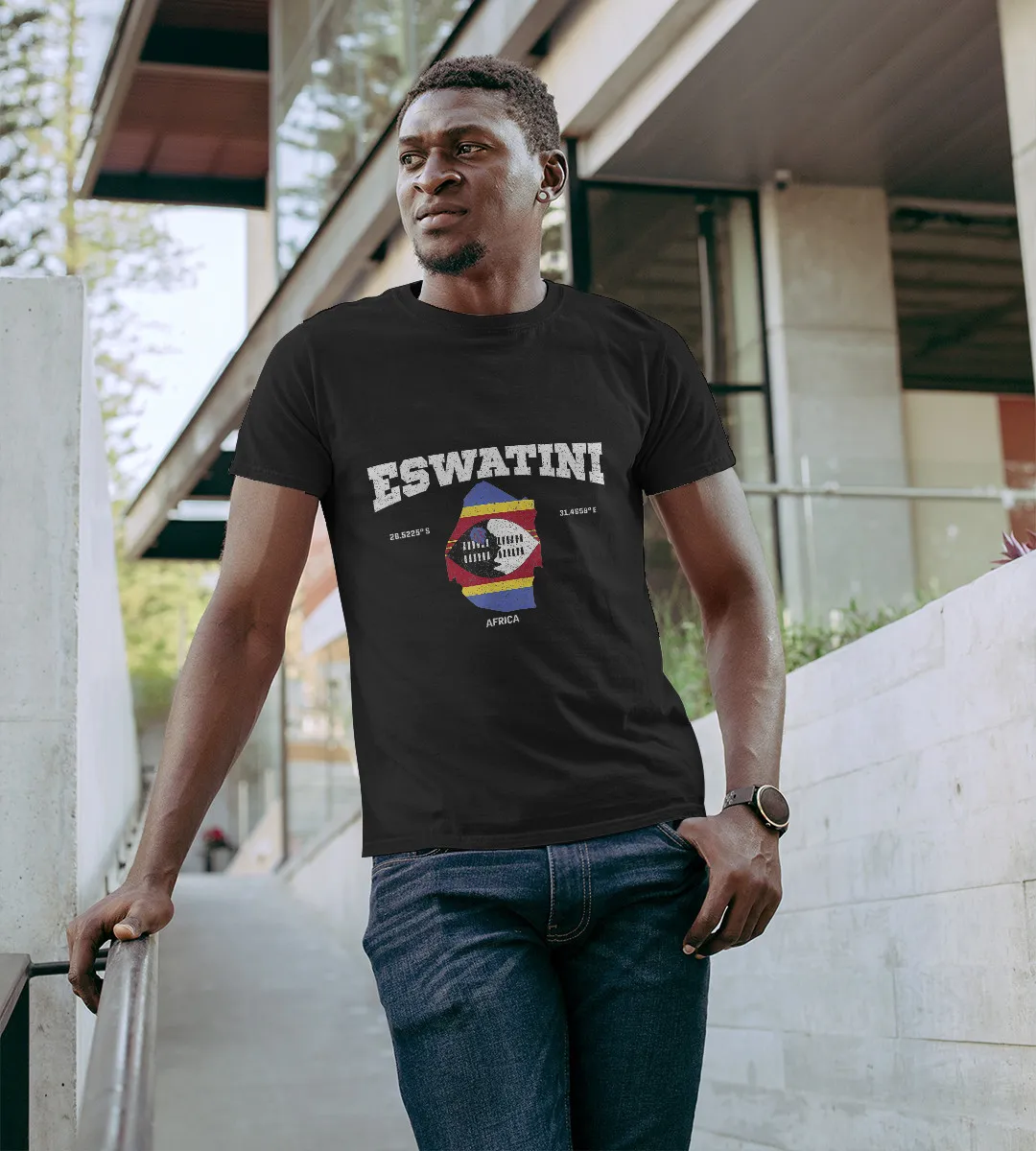 1sttheworld T-Shirt - Eswatini Flag And Map T-Shirt Black A35