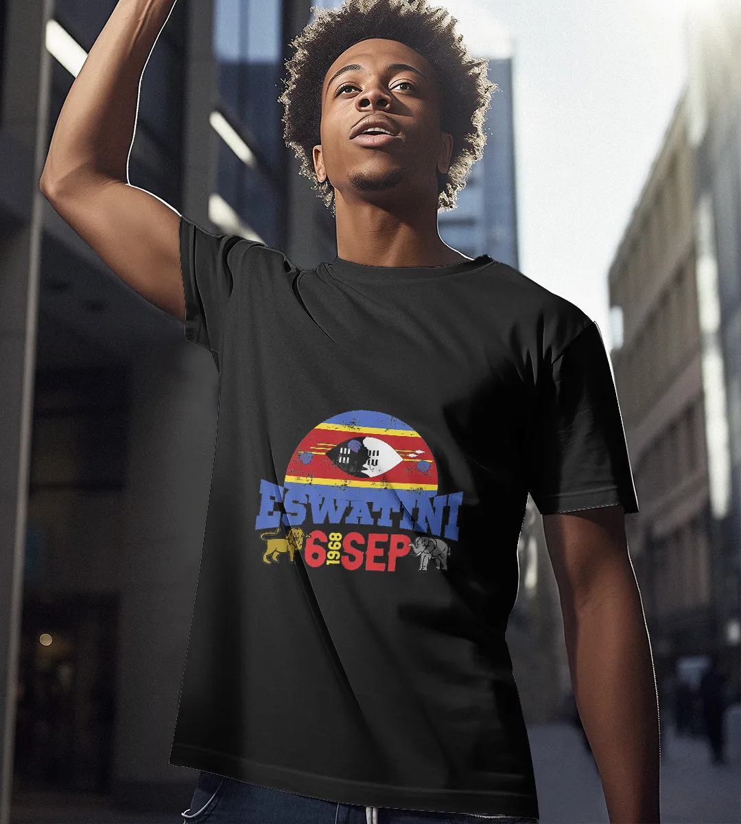 1sttheworld T-Shirt - Eswatini Independence Day T-Shirt Black A35