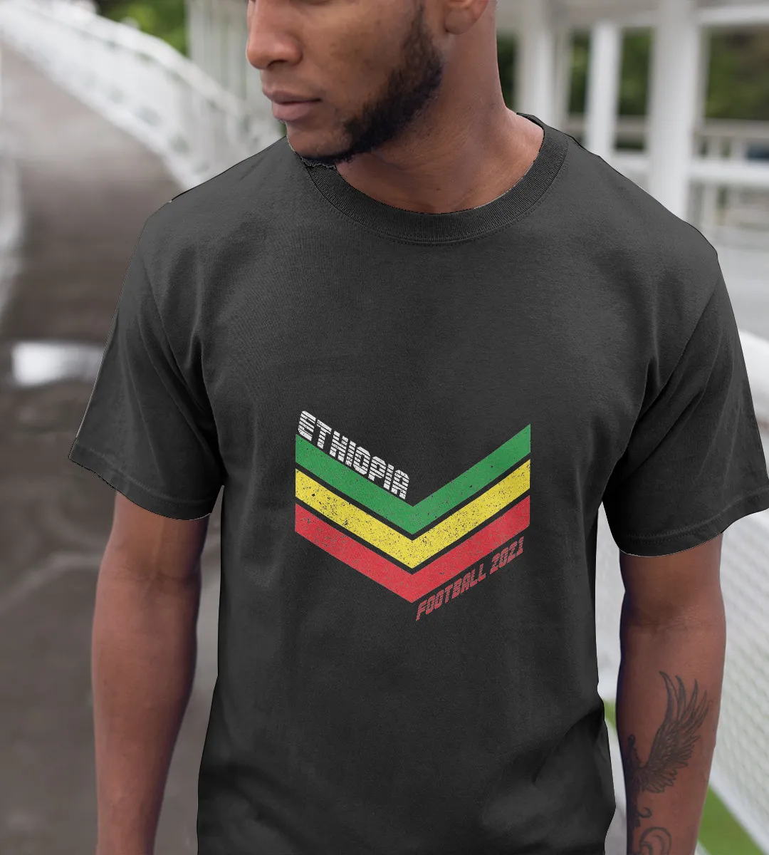 1sttheworld T-Shirt - Ethiopia Football 2021 Retro Soccer T-Shirt Black A35