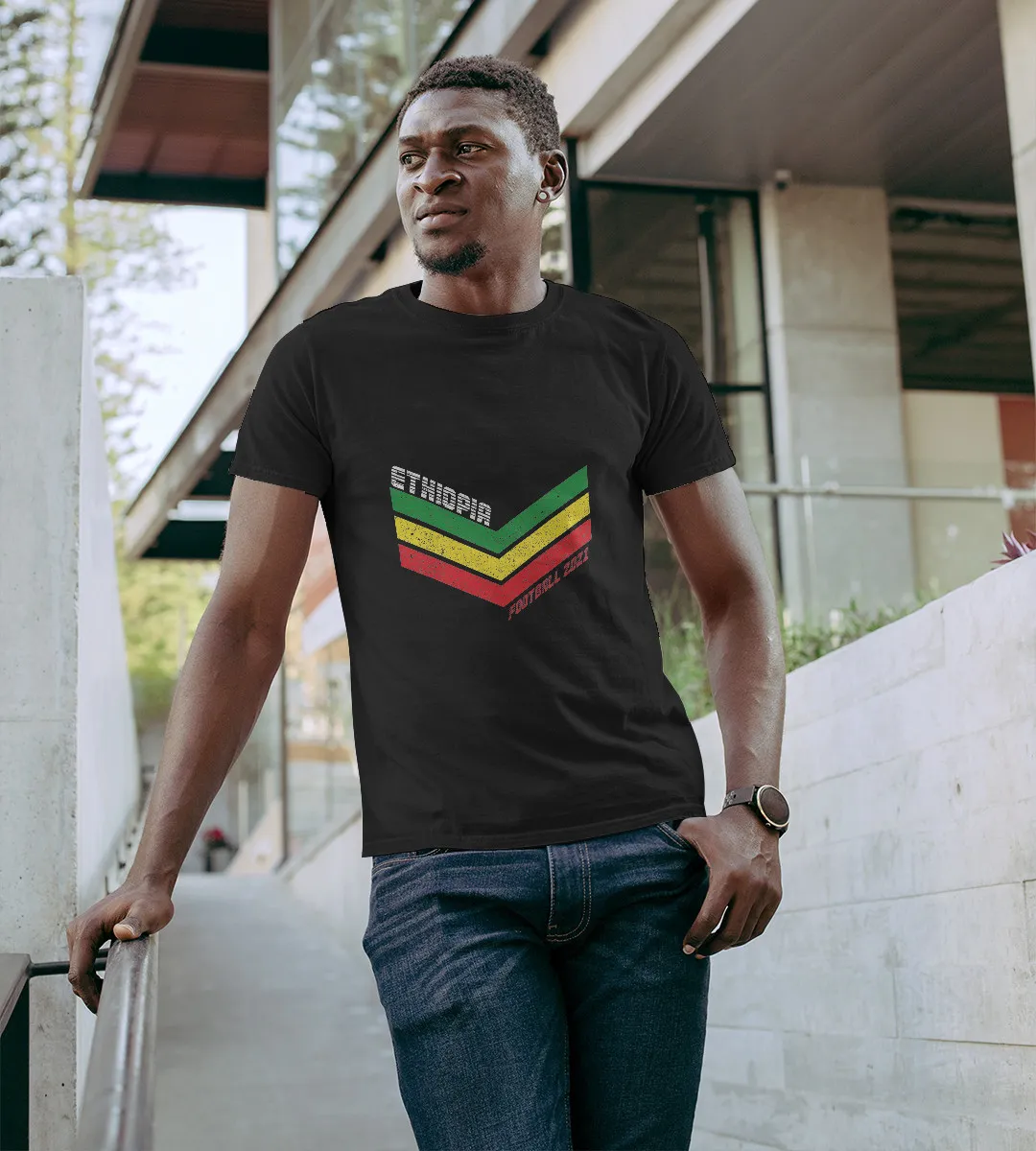 1sttheworld T-Shirt - Ethiopia Football 2021 Retro Soccer T-Shirt Black A35