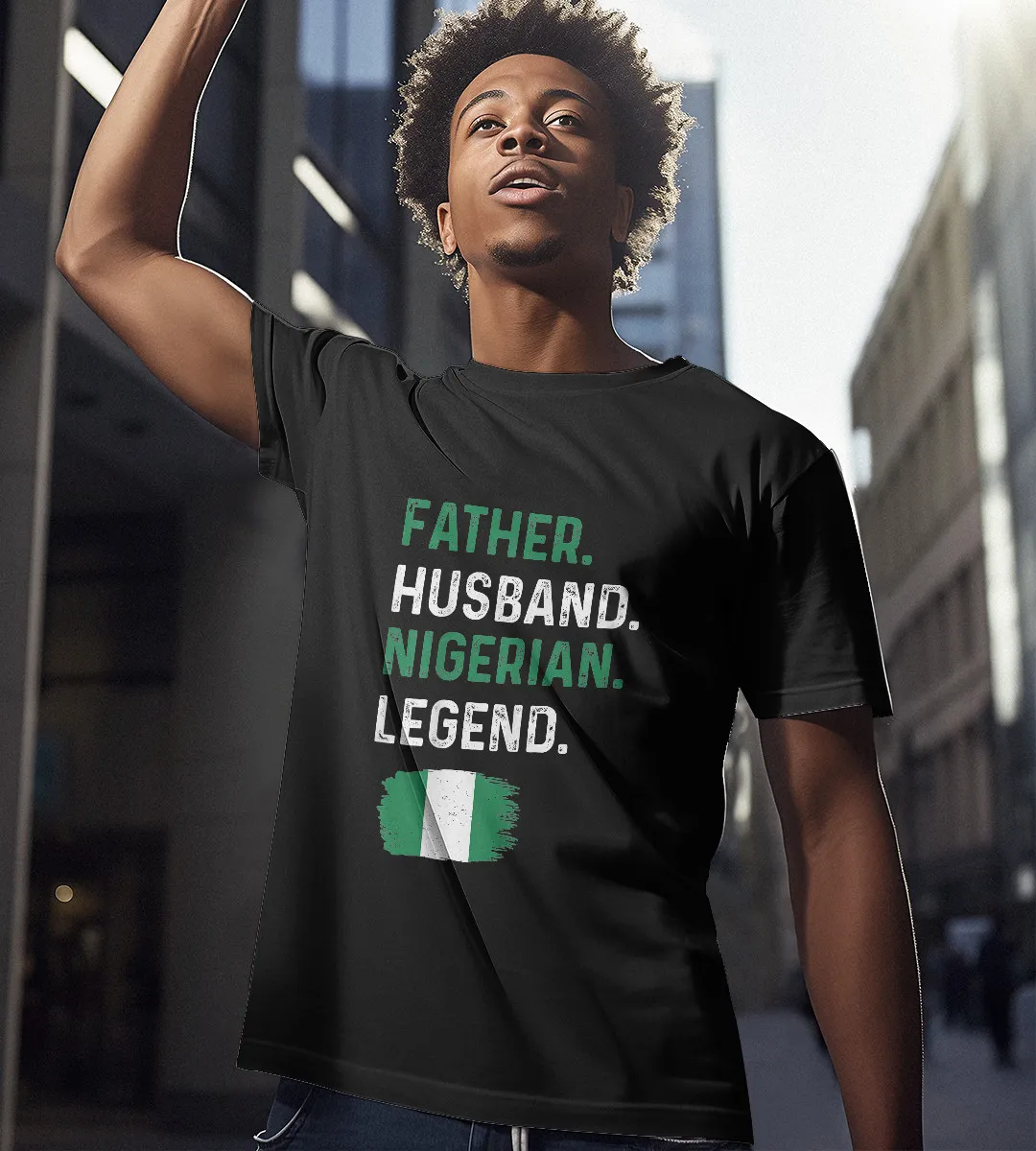 1sttheworld T-Shirt - Father Husband Nigerian Legend Proud Dad T-Shirt Black A35