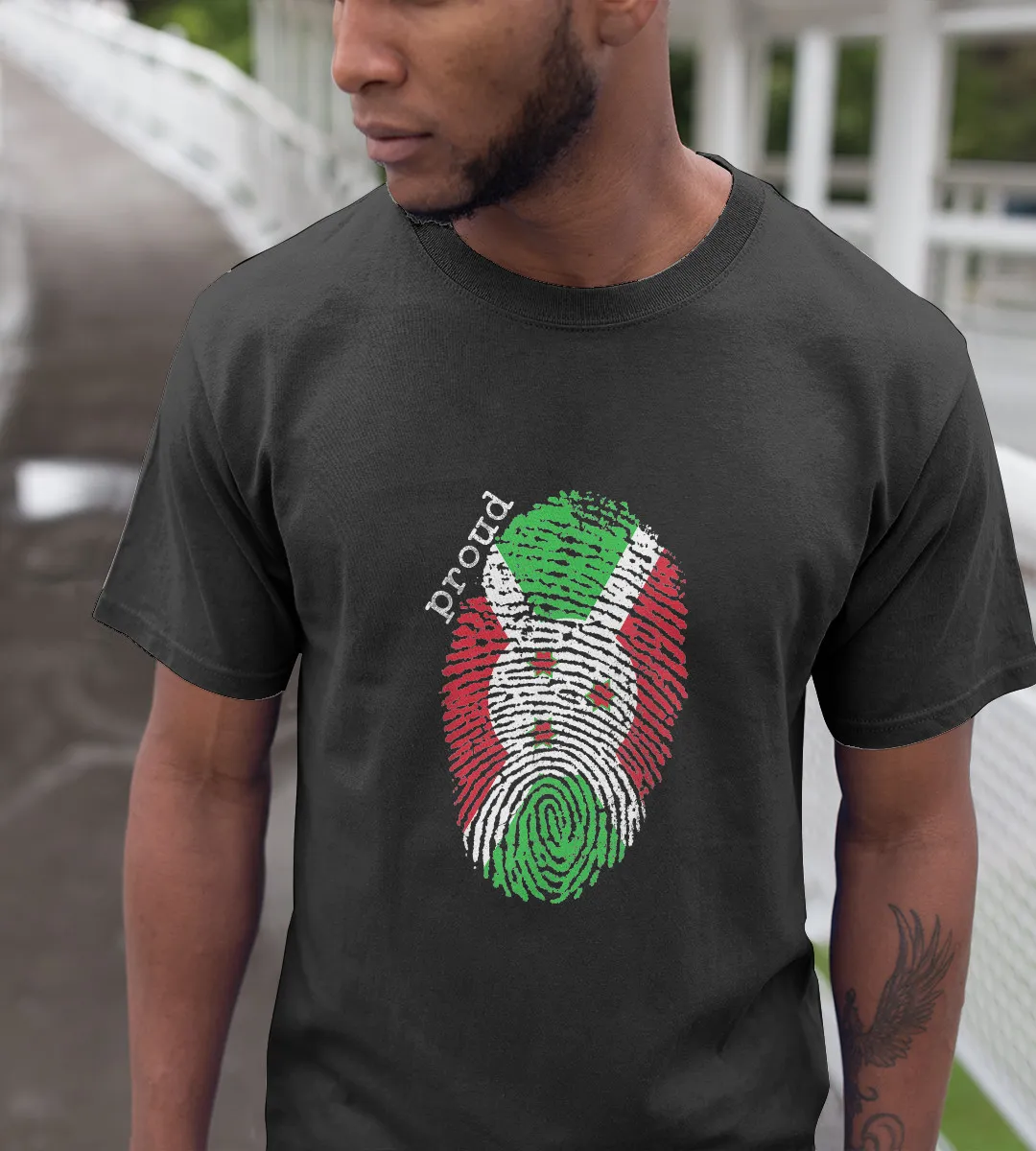 1sttheworld T-Shirt - Fingerprint Burundi Flag T-Shirt Black A35