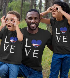 1sttheworld T-Shirt - Flag Love Cabo Verdean Roots T-Shirt Black A35