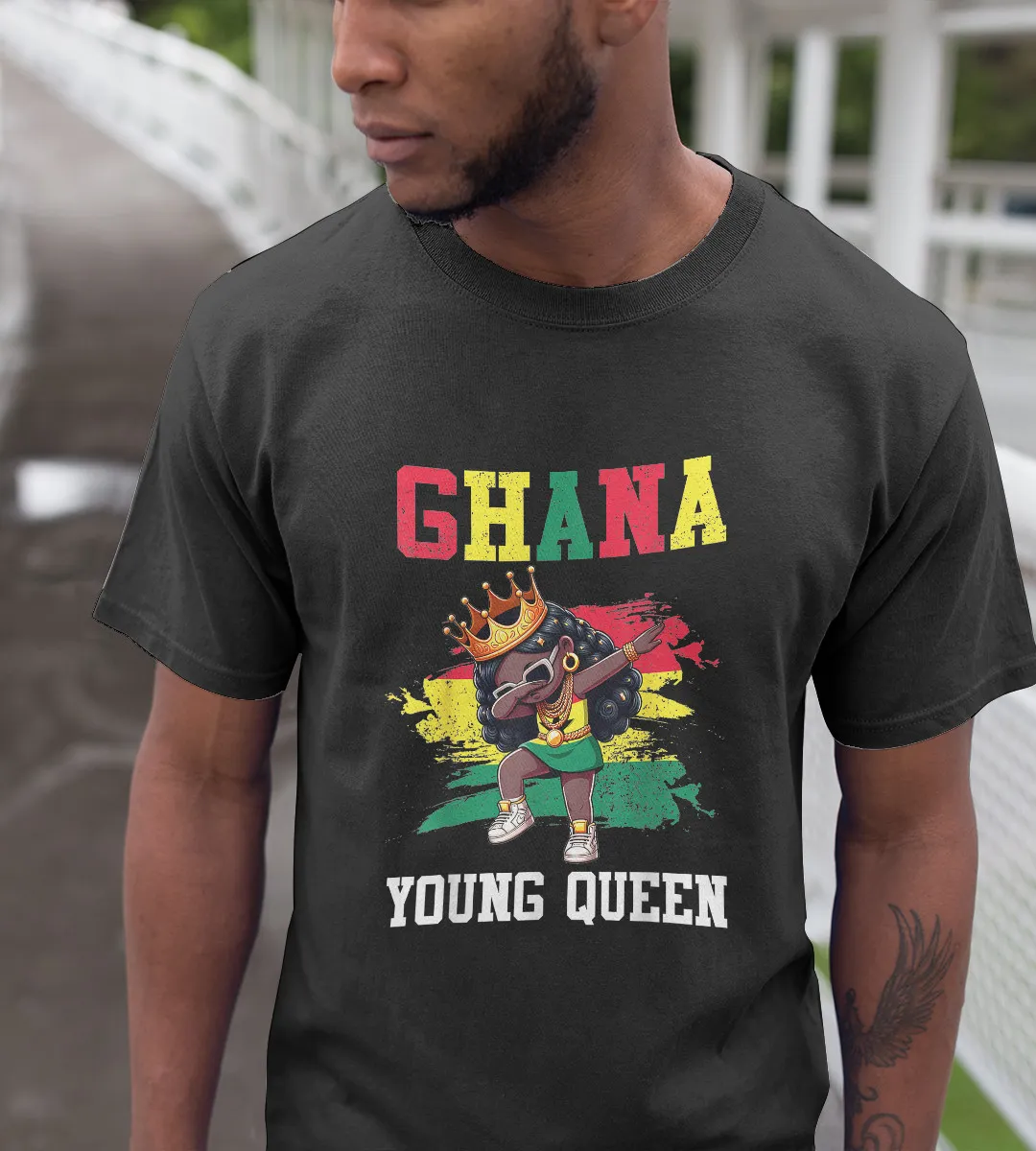 1sttheworld T-Shirt - Ghana Young Queen T-Shirt Black A35