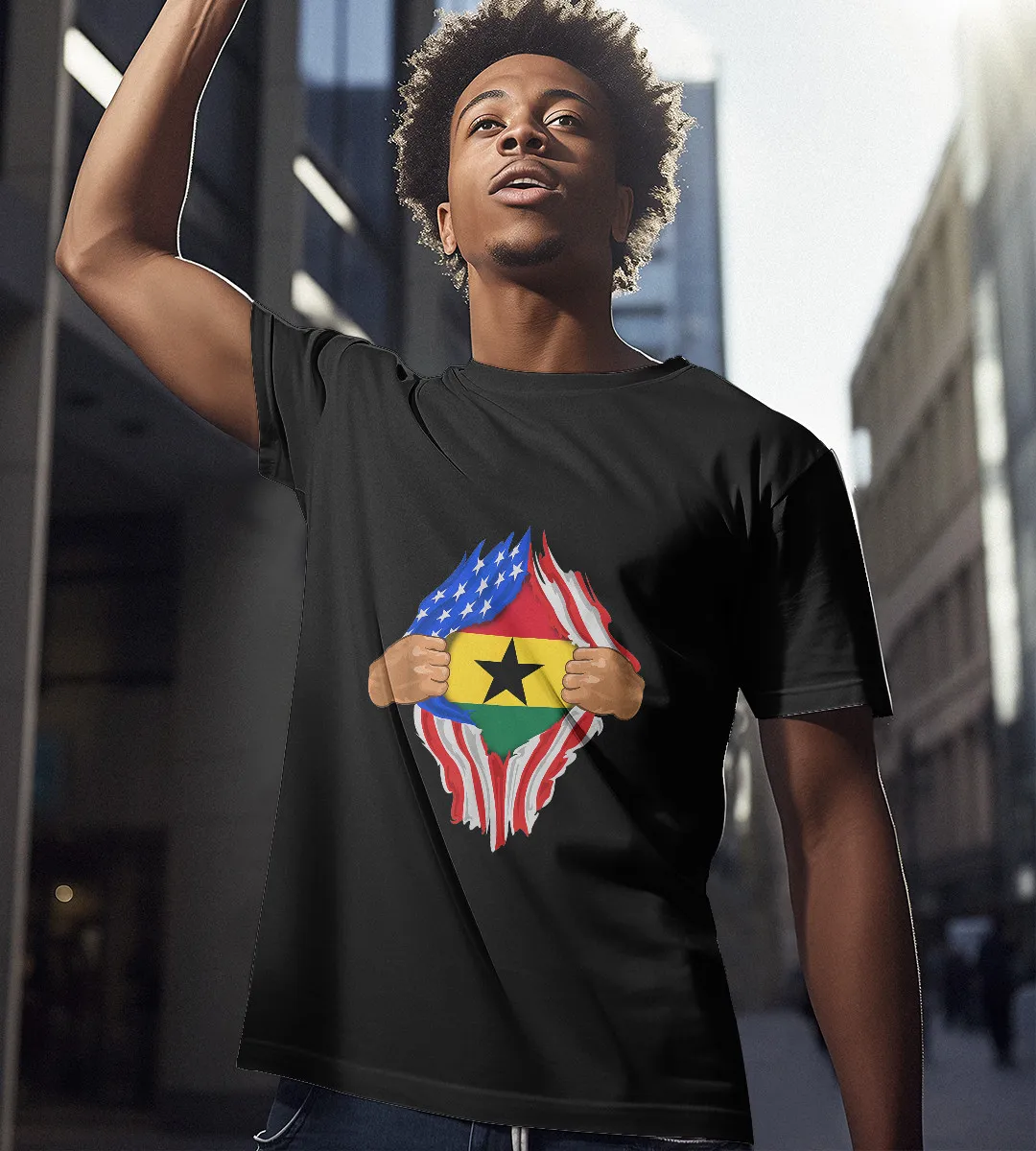 1sttheworld T-Shirt - Ghanaian Blood Inside Me T-Shirt Black A35