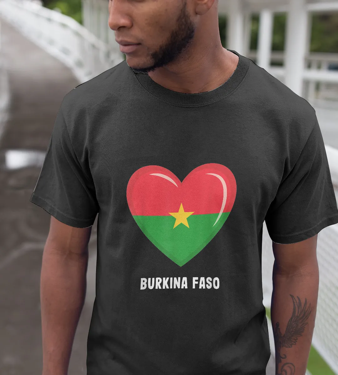 1sttheworld T-Shirt - Heart Burkina Faso Flag T-Shirt Black A35