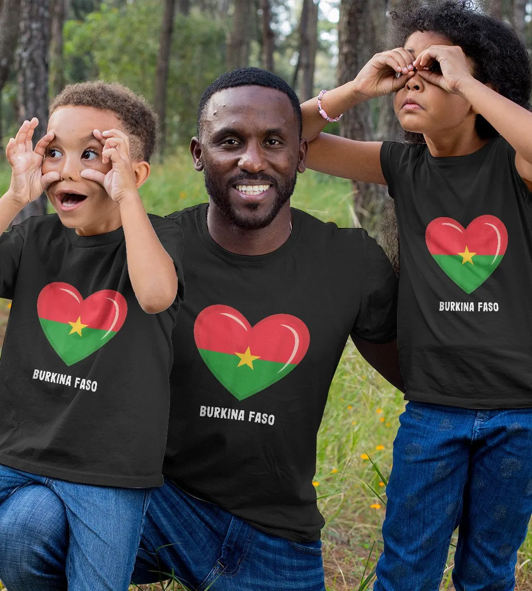 1sttheworld T-Shirt - Heart Burkina Faso Flag T-Shirt Black A35