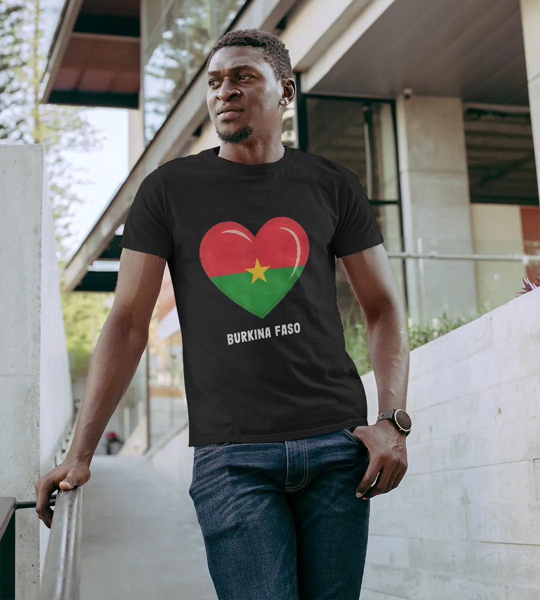 1sttheworld T-Shirt - Heart Burkina Faso Flag T-Shirt Black A35