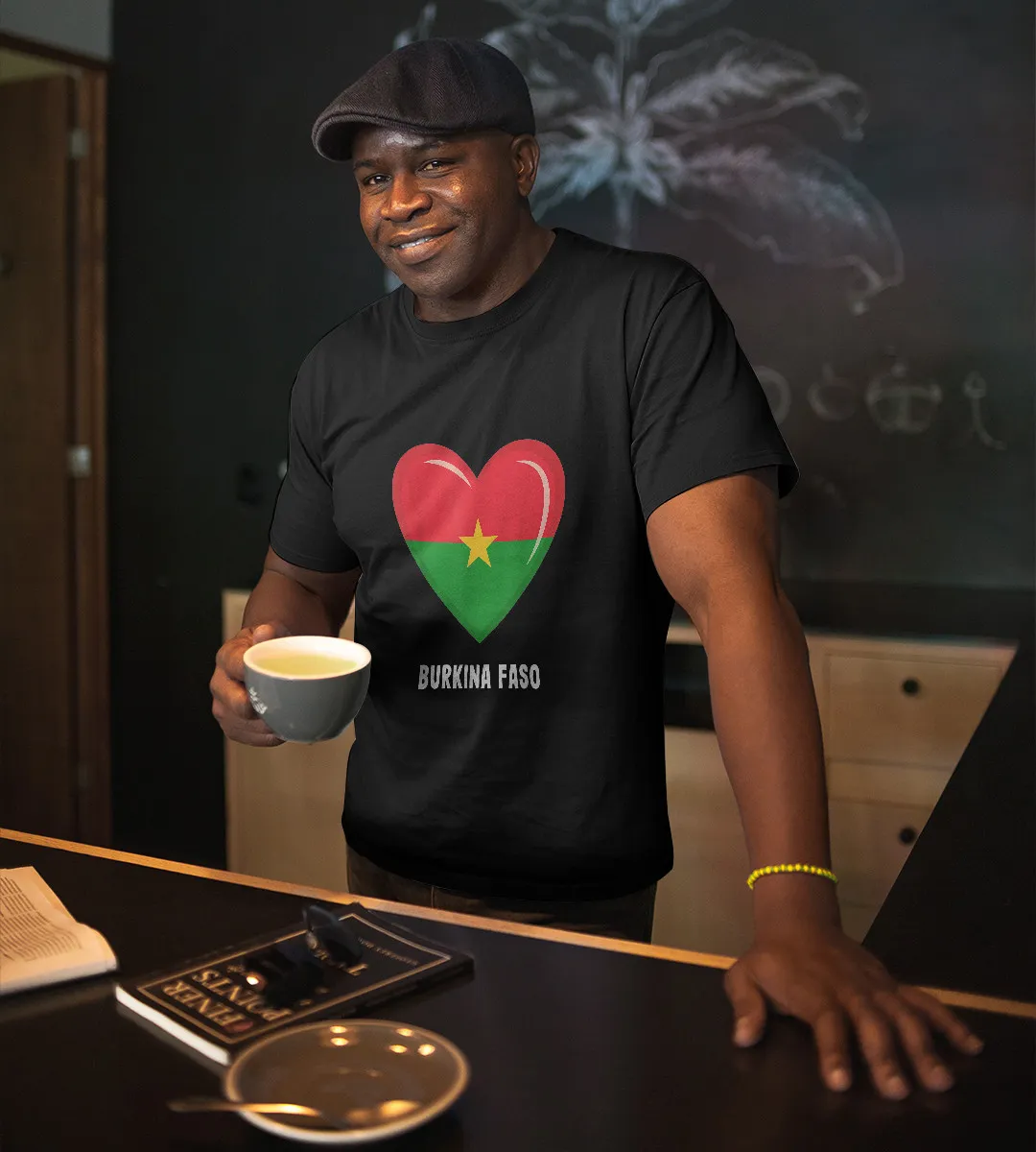 1sttheworld T-Shirt - Heart Burkina Faso Flag T-Shirt Black A35