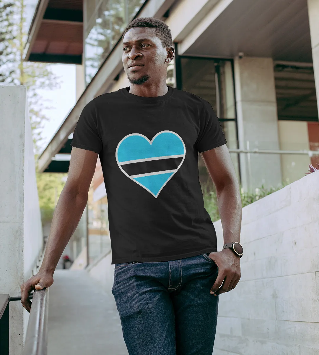 1sttheworld T-Shirt - Heart Flag Botswana T-Shirt Black A35