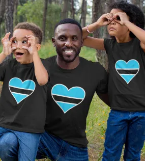 1sttheworld T-Shirt - Heart Flag Botswana T-Shirt Black A35