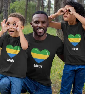 1sttheworld T-Shirt - Heart Gabon Flag T-Shirt Black A35