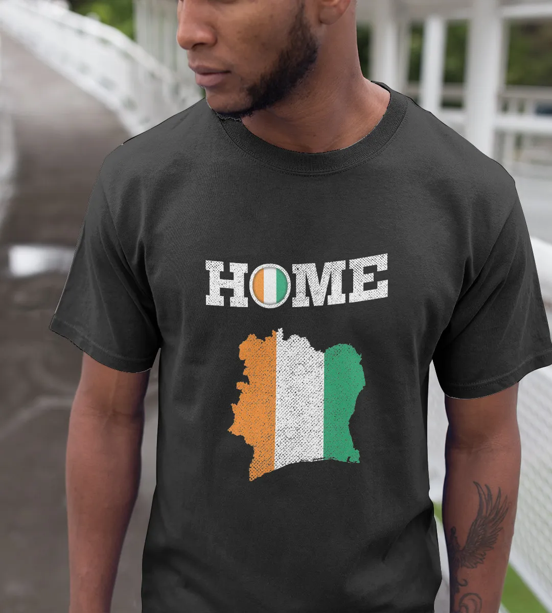 1sttheworld T-Shirt - Home Cote d'Ivoire Flag, Map T-Shirt Black A35