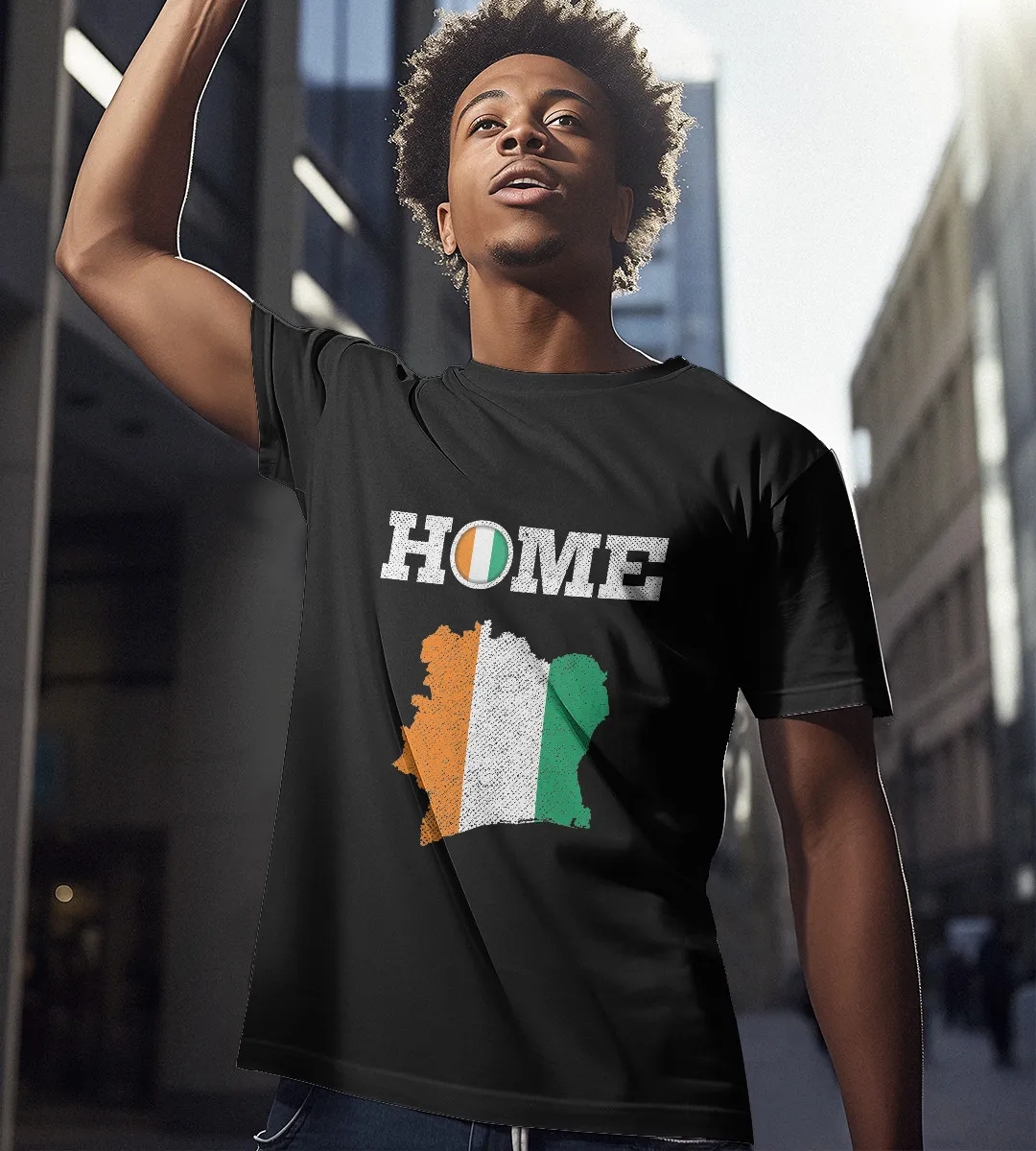 1sttheworld T-Shirt - Home Cote d'Ivoire Flag, Map T-Shirt Black A35