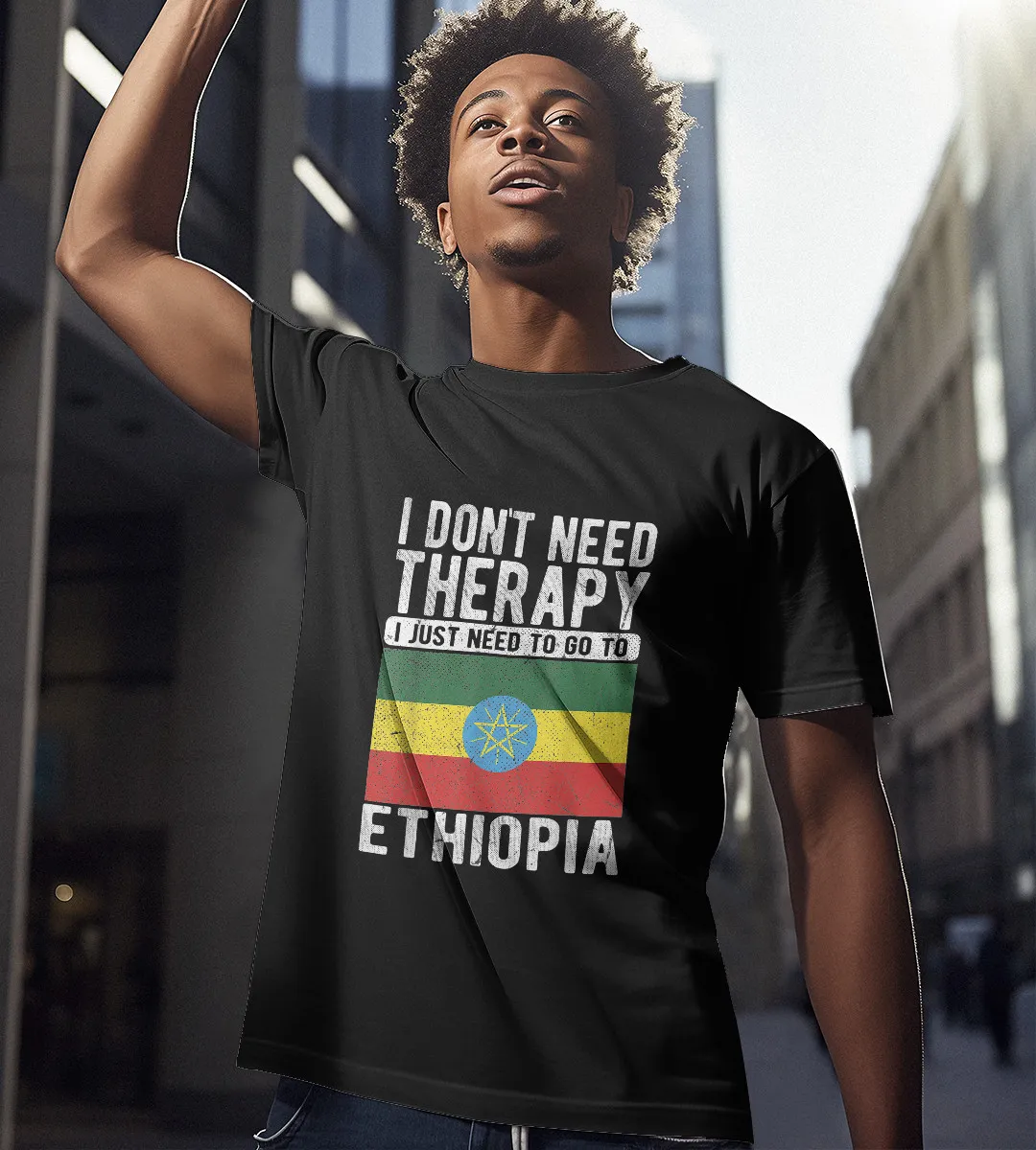 1sttheworld T-Shirt - I Don't Need Therapy I Just Need To Go To Ethiopia T-Shirt Black A35