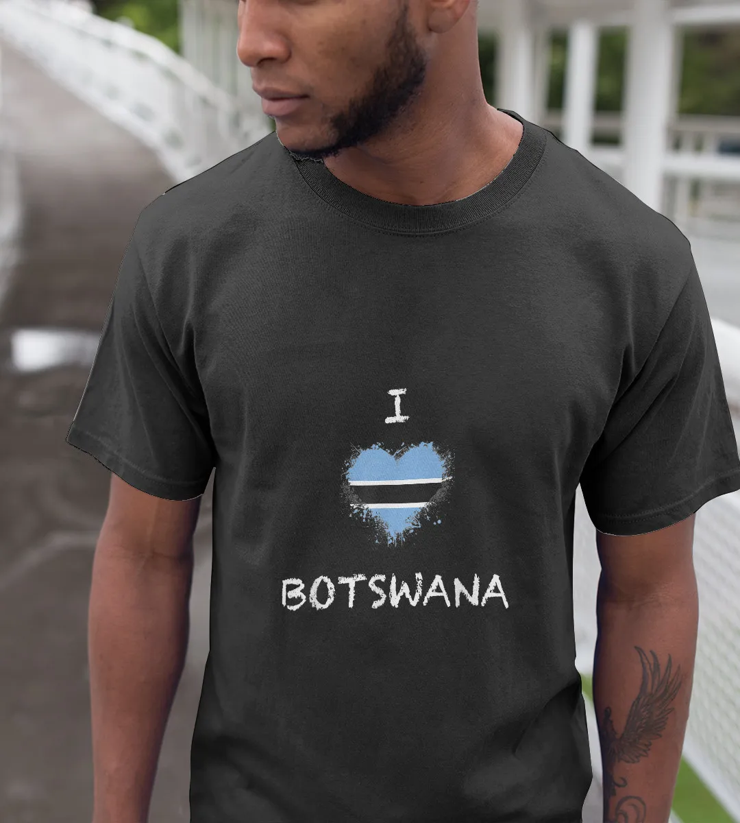 1sttheworld T-Shirt - I love Botswana Heart T-Shirt Black A35