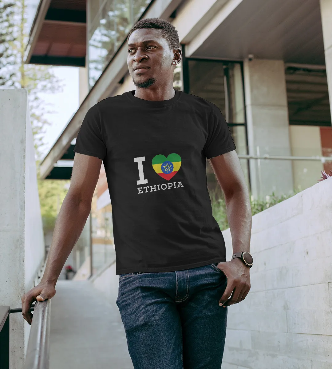 1sttheworld T-Shirt - I Love Ethiopia Flag Heart T-Shirt Black A35