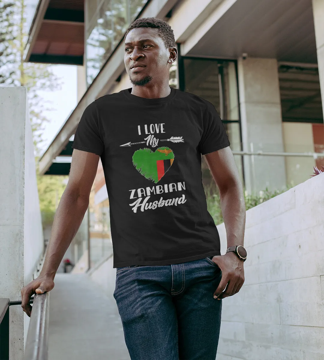 1sttheworld T-Shirt - I Love My Zambian Husband T-Shirt Black A35