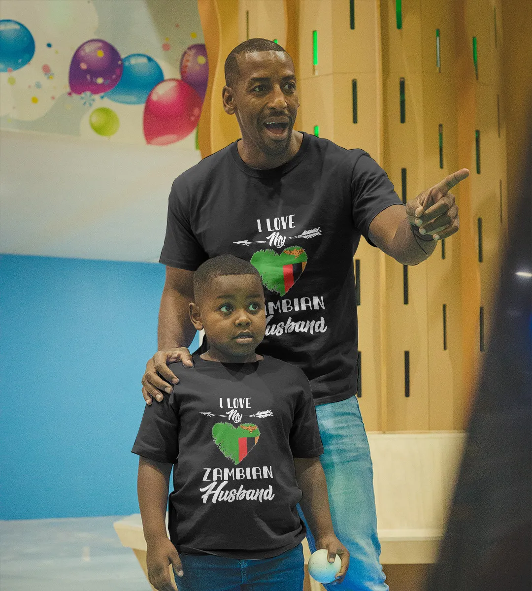 1sttheworld T-Shirt - I Love My Zambian Husband T-Shirt Black A35