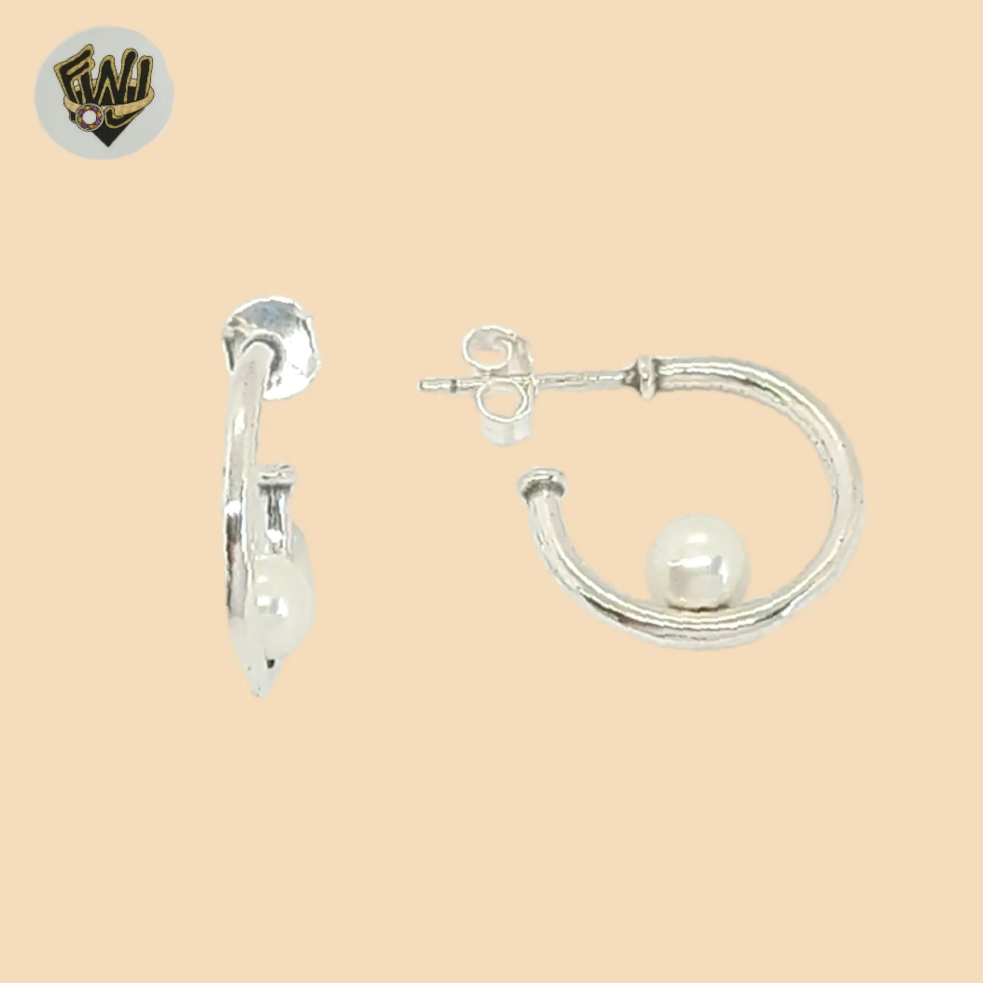 (2-4142) 925 Sterling Silver - Pearls Half Hoops.