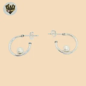 (2-4142) 925 Sterling Silver - Pearls Half Hoops.