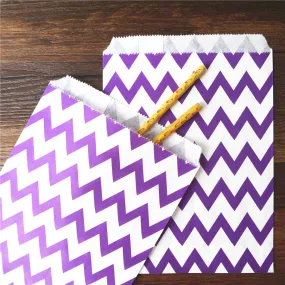 25pcs Paper Bag flat Wedding Party Favor Candy Gift Bags Food Packaging  purple Treat Craft Paper Popcorn Bags Food Safe chevron