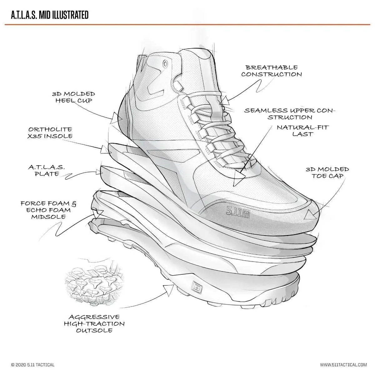 5.11 Tactical A.T.L.A.S. Mid Shoe