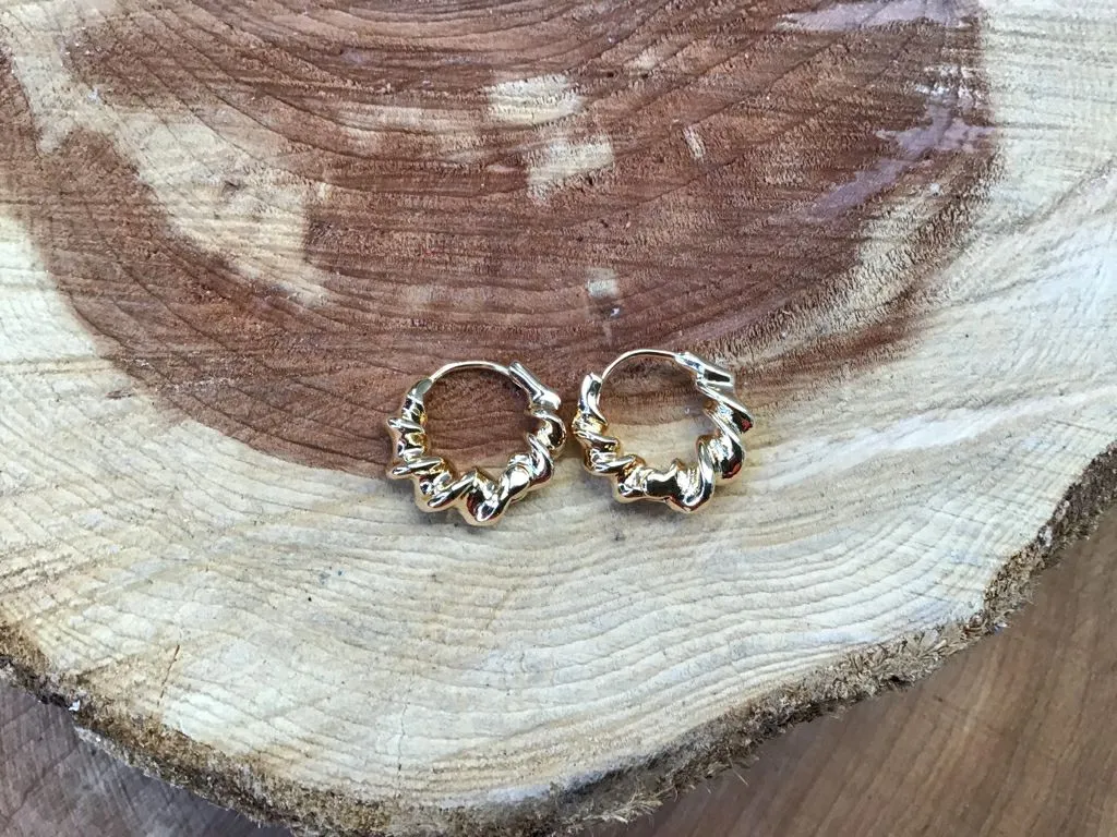 .75 14K Gold Dipped Rope Hoop Earrings