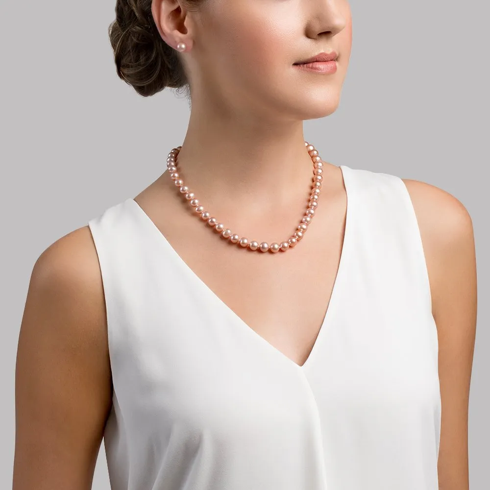 8.0-8.5mm Pink Freshwater Pearl Necklace - AAAA Quality