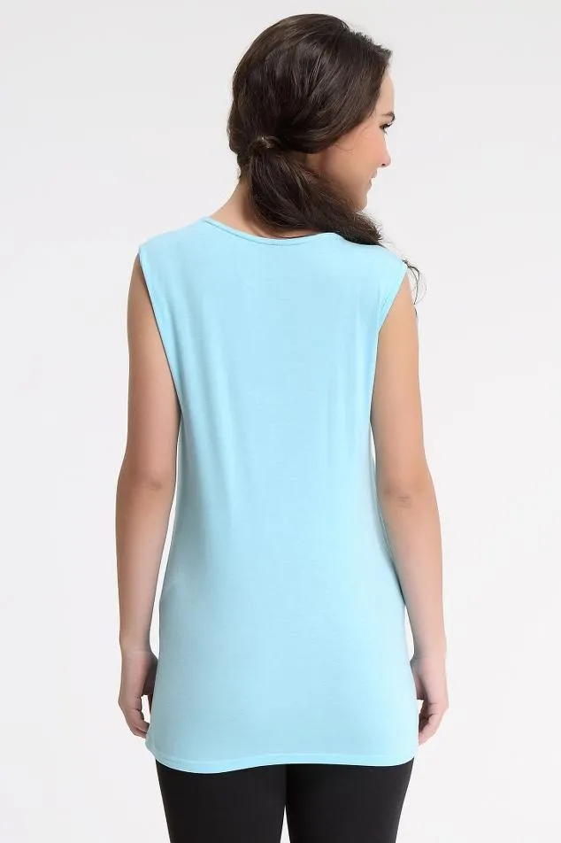 Ada Drape Tunic Top Aqua