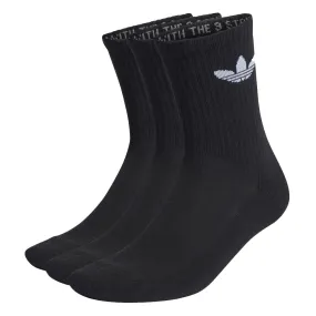 Adidas - Cushioned Trefoil Mid-Cut Crew 3 Pack Socks Black