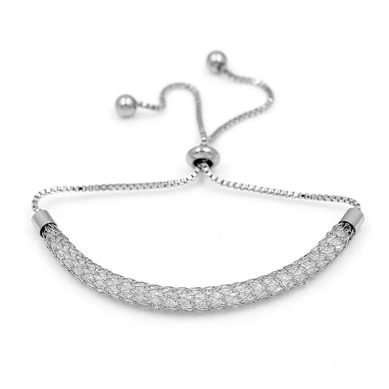 Adjustable Bezel Setting Tiny Cubic CZ Zircon Crystal Bracelets for Women