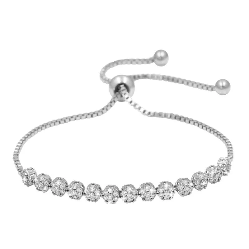 Adjustable Bezel Setting Tiny Cubic CZ Zircon Crystal Bracelets for Women