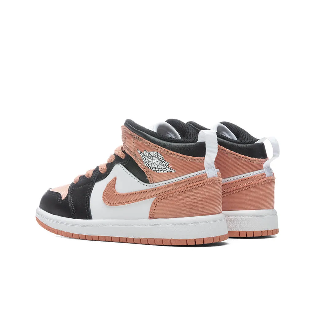 Air Jordan 1 Mid (PS) - White/Light Madder Root/Black